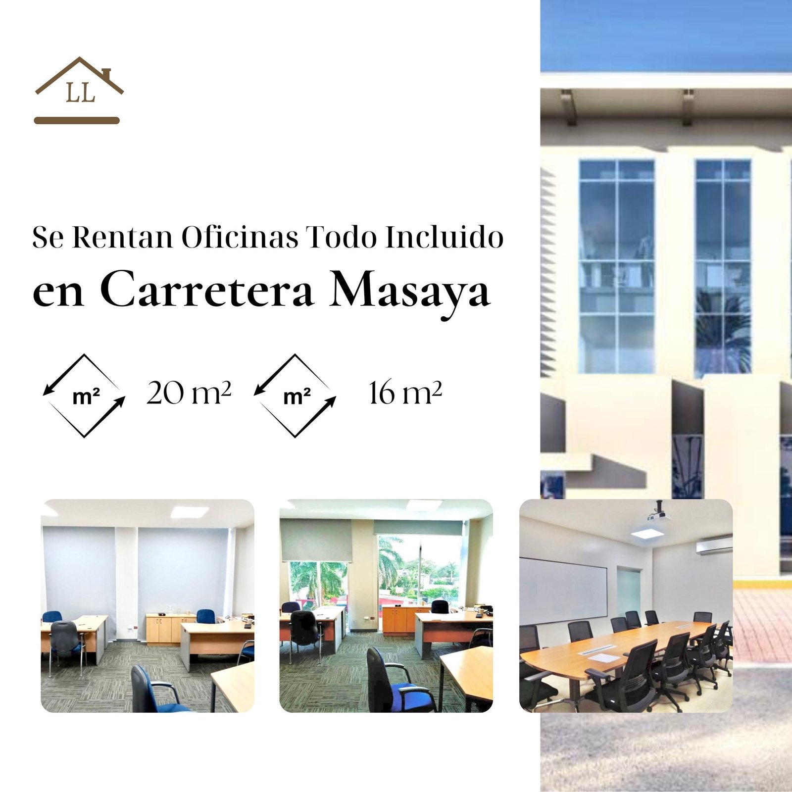 Se Rentan Oficinas Todo Incluido en Carretera Masaya con Internet, Luz, Recepción y Sala de Reuniones