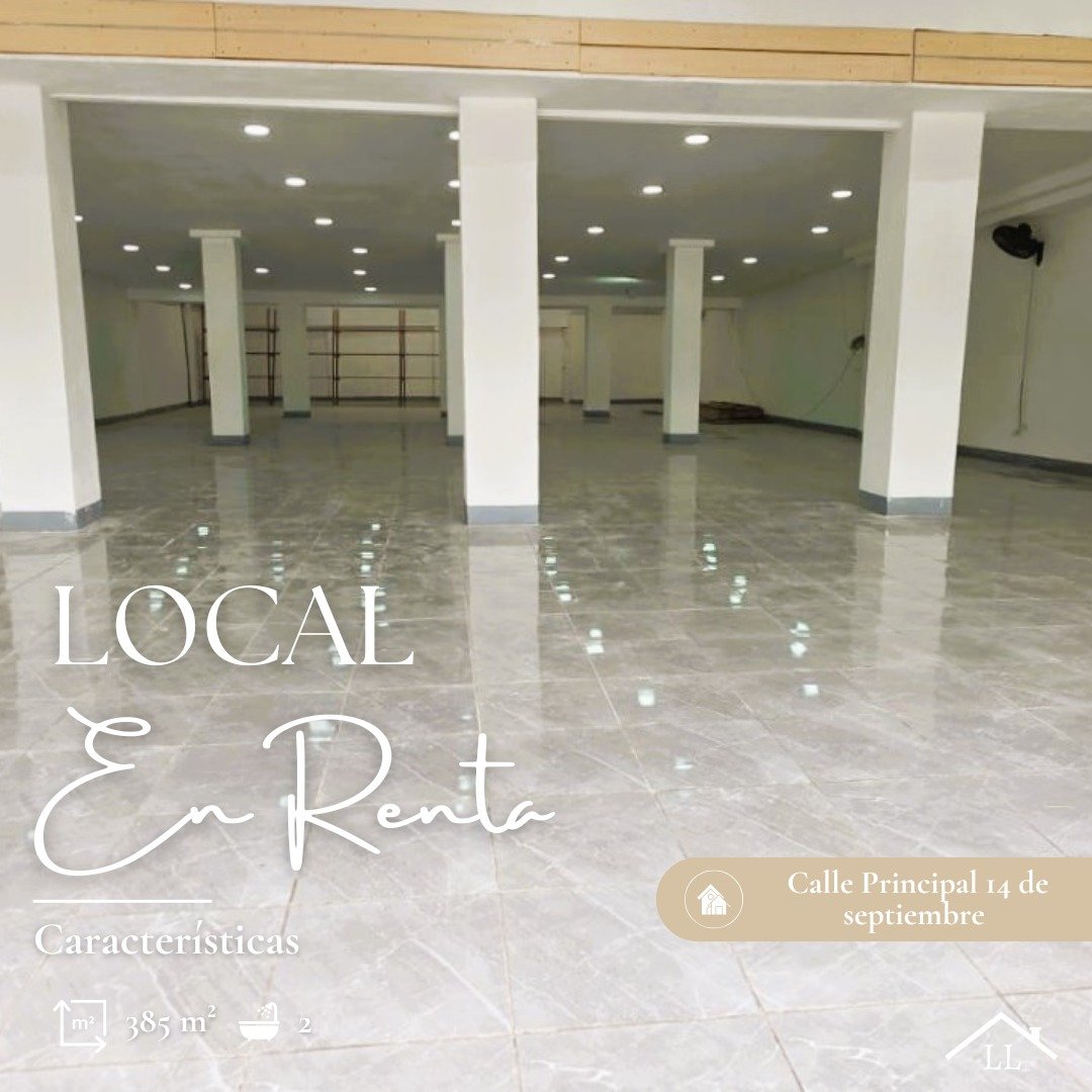 Se Renta Local de 385 m² en Calle 14 de Septiembre – Ubicación Estratégica